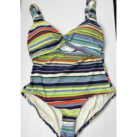 Anne Cole Swim Set One Piece Swimsuit Matching Mini Dress CoverUp Stripes 16 XL - Picture 4 of 10